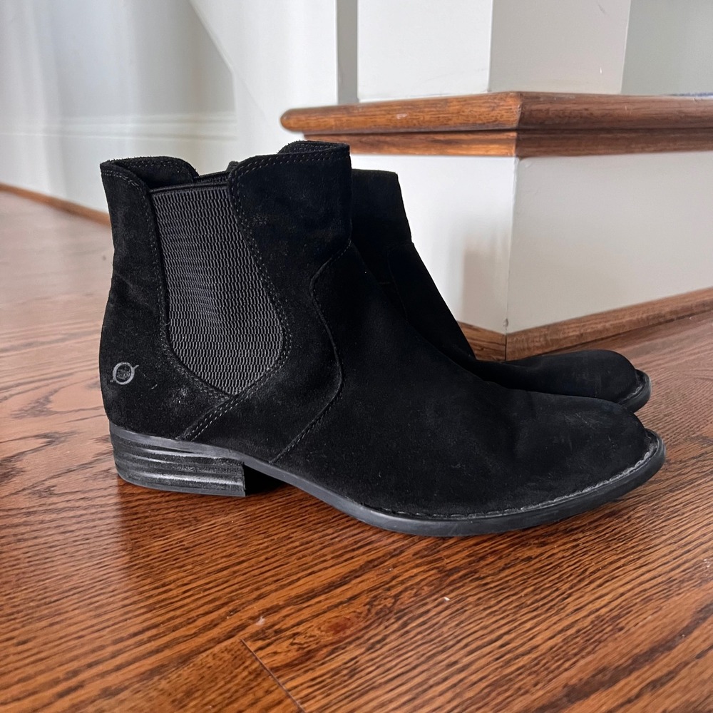Born Bresson Black Suede Leather Chelsea Ankle Boots Womens F57203 Size 10M